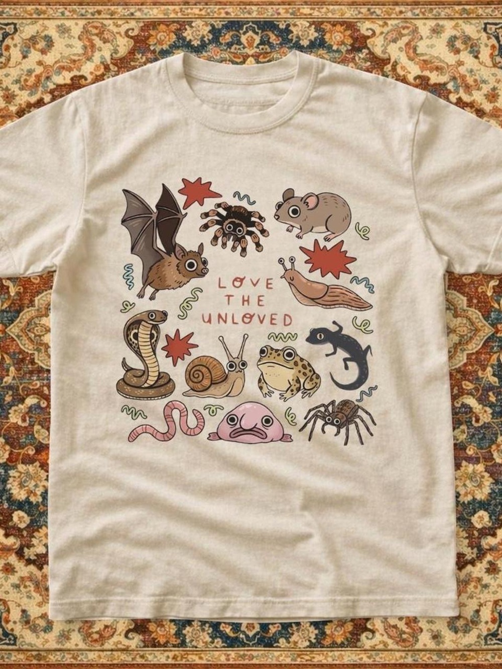 Gildan Cream Graphic 'Love The Unloved' Short Sleeve Tee